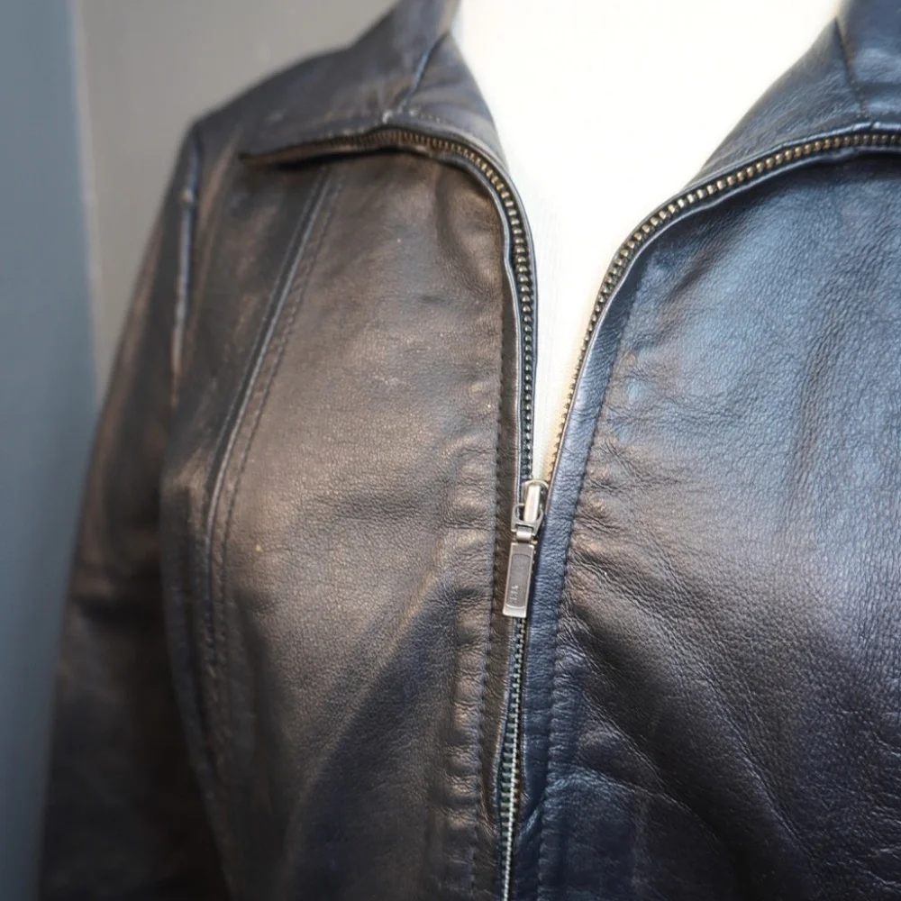 Sonoma Jean Company Womens Black Genuine Leather Button Down Jacket Size Small - Picture 4 of 7